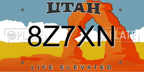 8Z7XN Utah License Plate