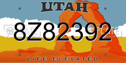 8Z82392 Utah License Plate