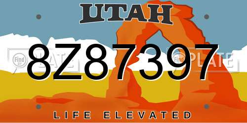 8Z87397 Utah License Plate