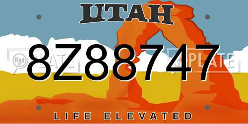 8Z88747 Utah License Plate