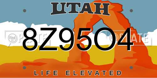 8Z95O4 Utah License Plate