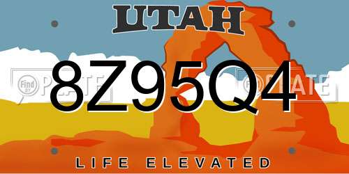 8Z95Q4 Utah License Plate