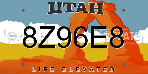 8Z96E8 Utah License Plate