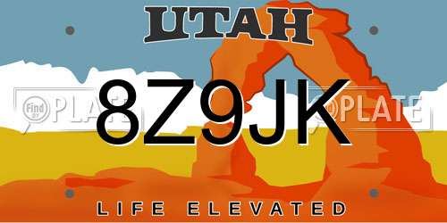 8Z9JK Utah License Plate