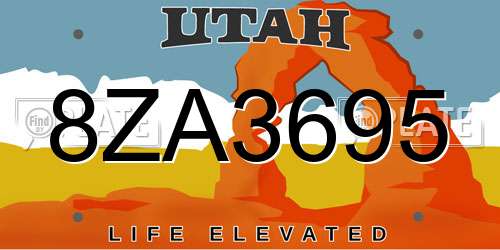 8ZA3695 Utah License Plate