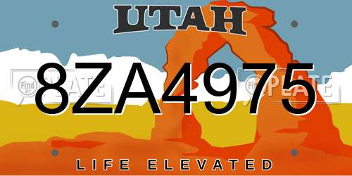 8ZA4975 Utah License Plate