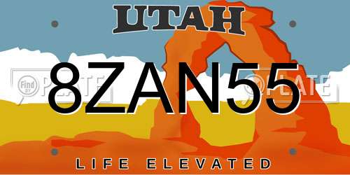 8ZAN55 Utah License Plate