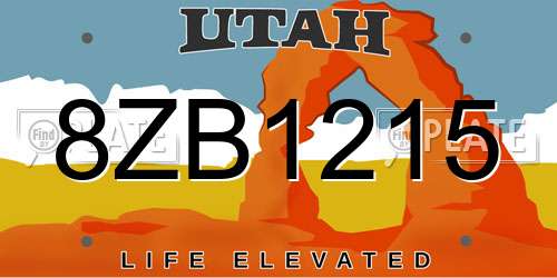 8ZB1215 Utah License Plate