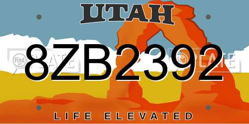 8ZB2392 Utah License Plate