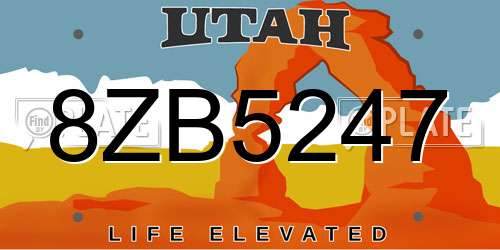8ZB5247 Utah License Plate