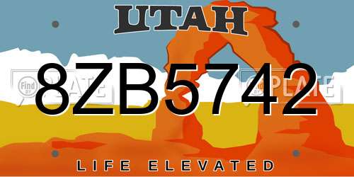 8ZB5742 Utah License Plate