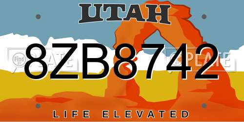 8ZB8742 Utah License Plate