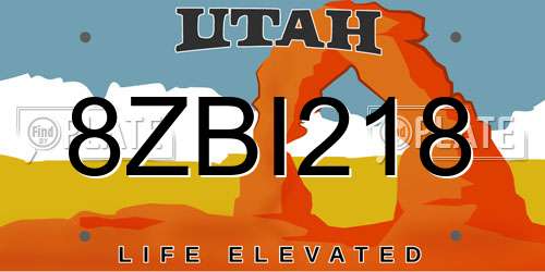 8ZBI218 Utah License Plate