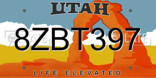 8ZBT397 Utah License Plate