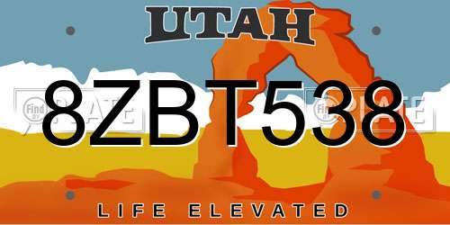 8ZBT538 Utah License Plate
