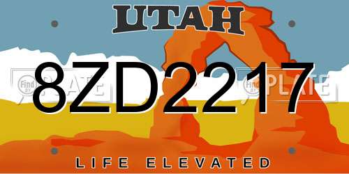8ZD2217 Utah License Plate