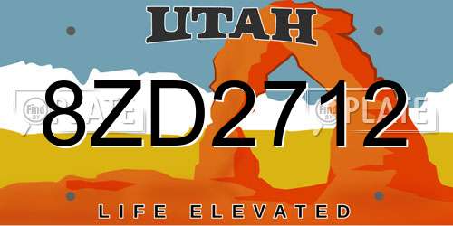 8ZD2712 Utah License Plate