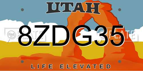 8ZDG35 Utah License Plate