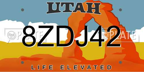 8ZDJ42 Utah License Plate