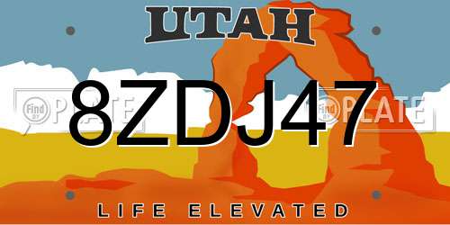 8ZDJ47 Utah License Plate