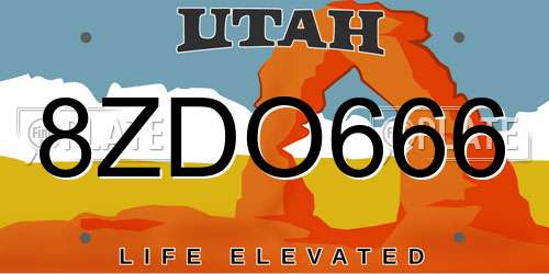 8ZDO666 Utah License Plate