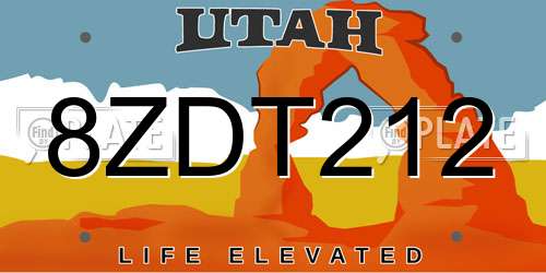 8ZDT212 Utah License Plate