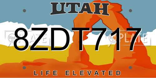8ZDT717 Utah License Plate