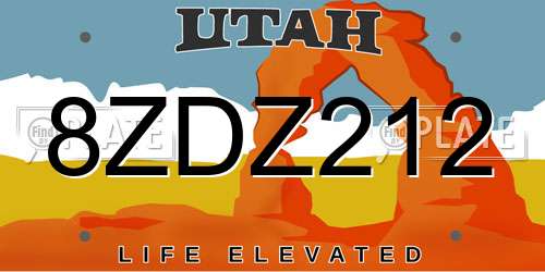 8ZDZ212 Utah License Plate