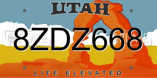 8ZDZ668 Utah License Plate