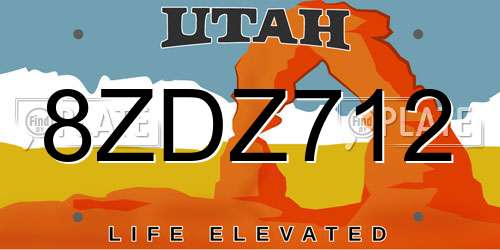 8ZDZ712 Utah License Plate