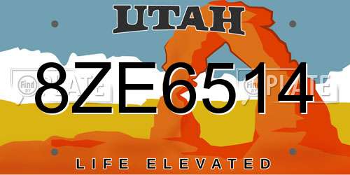 8ZE6514 Utah License Plate