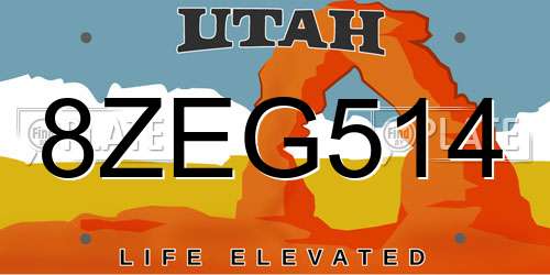 8ZEG514 Utah License Plate