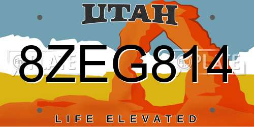 8ZEG814 Utah License Plate