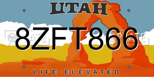 8ZFT866 Utah License Plate