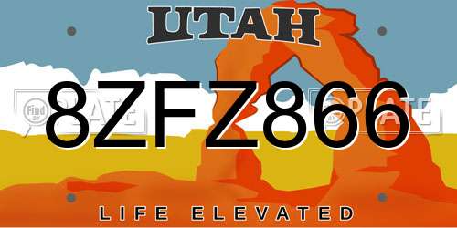 8ZFZ866 Utah License Plate