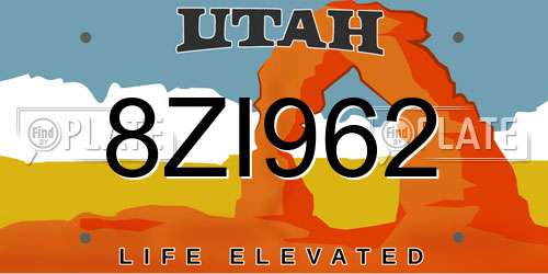 8ZI962 Utah License Plate
