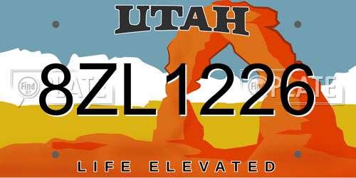 8ZL1226 Utah License Plate