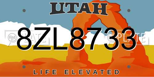 8ZL8733 Utah License Plate