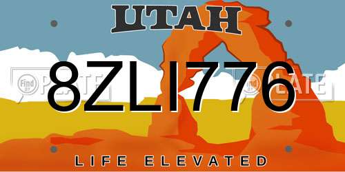 8ZLI776 Utah License Plate