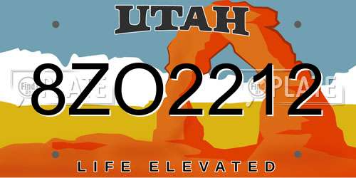 8ZO2212 Utah License Plate