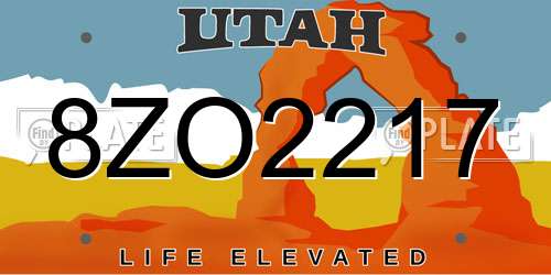 8ZO2217 Utah License Plate