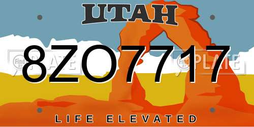 8ZO7717 Utah License Plate