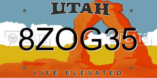 8ZOG35 Utah License Plate