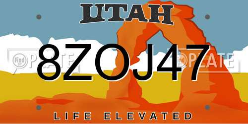 8ZOJ47 Utah License Plate