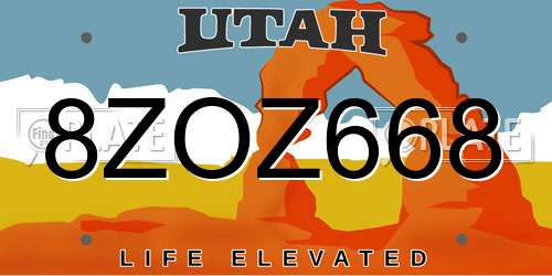 8ZOZ668 Utah License Plate
