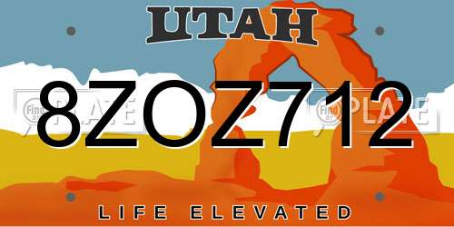8ZOZ712 Utah License Plate