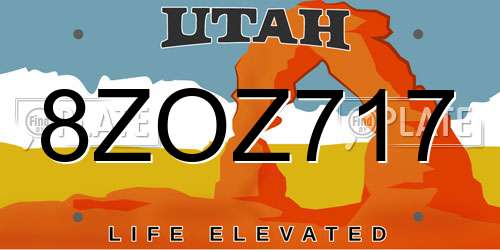 8ZOZ717 Utah License Plate