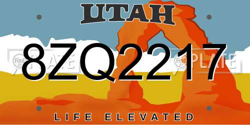 8ZQ2217 Utah License Plate