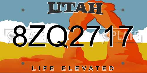 8ZQ2717 Utah License Plate