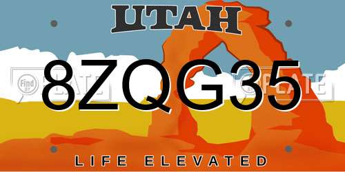 8ZQG35 Utah License Plate